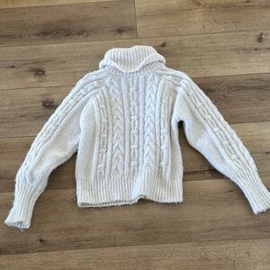 a new day White Cable Knit Turtleneck Sweater